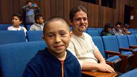 Teacher Oscar Ramos takes 5th and 6th graders, including José Anzaldo, to visit UC Berkeley, part of the 'East of Salinas' documentary.  (Courtesy ITVS)